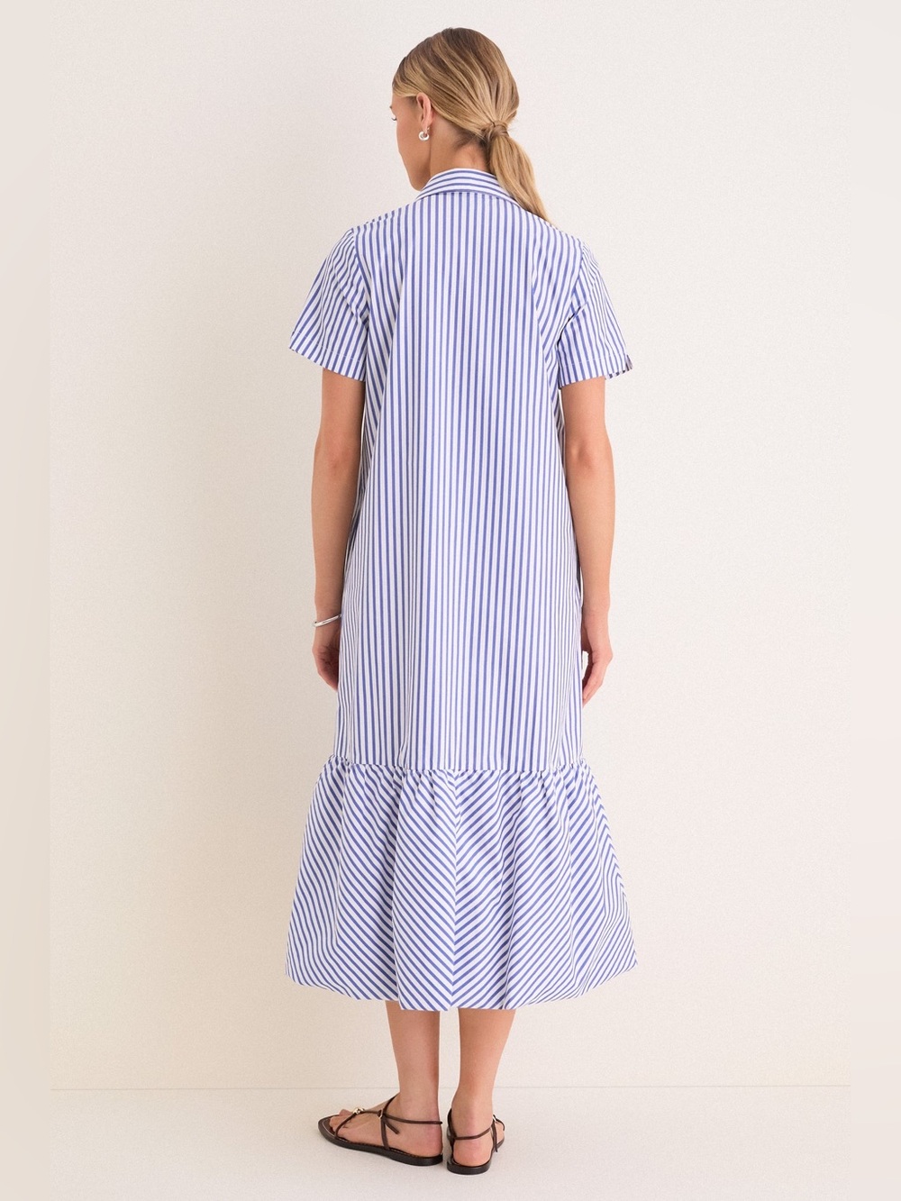 NWT Tuckernuck Blue White Stripe Martine Bubble Maxi Dress M - Picture 3 of 6
